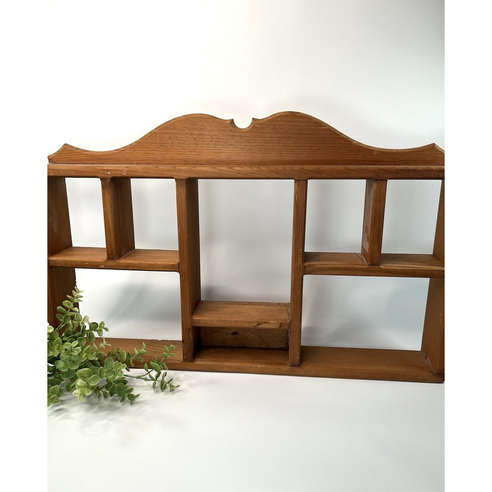 Vintage Wood Wall Display Trinket Shelf Curved Decor 27x17 Cottagecore Farmhouse